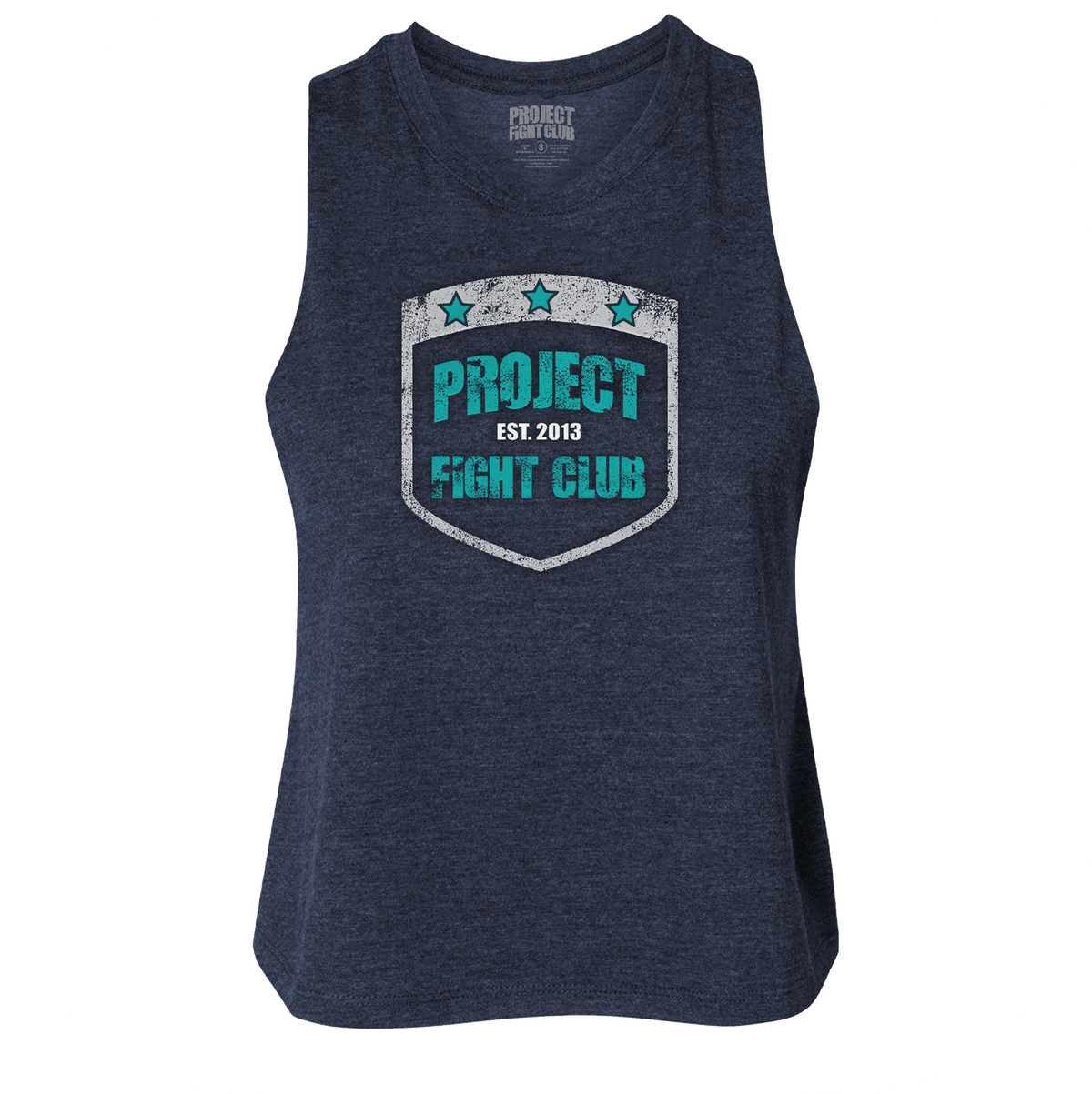 WOMENS NAVY CROPPED RACERBACK TANK #2 - FIGHT ADDICTION