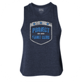 WOMENS NAVY RACERBACK CROPPED TANK #2 - SUPPORT POLICE