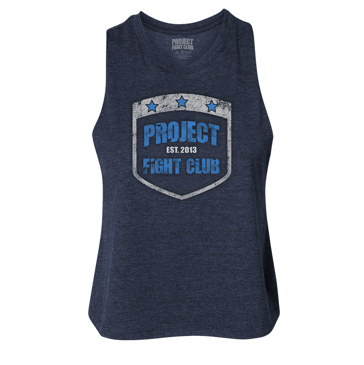 WOMENS NAVY RACERBACK CROPPED TANK #2 - SUPPORT POLICE