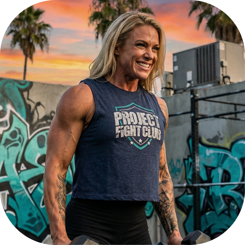 WOMENS NAVY CROPPED RACERBACK TANK - FIGHT ADDICTION