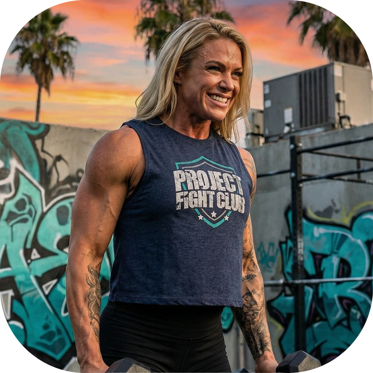 WOMENS NAVY CROPPED RACERBACK TANK - FIGHT ADDICTION