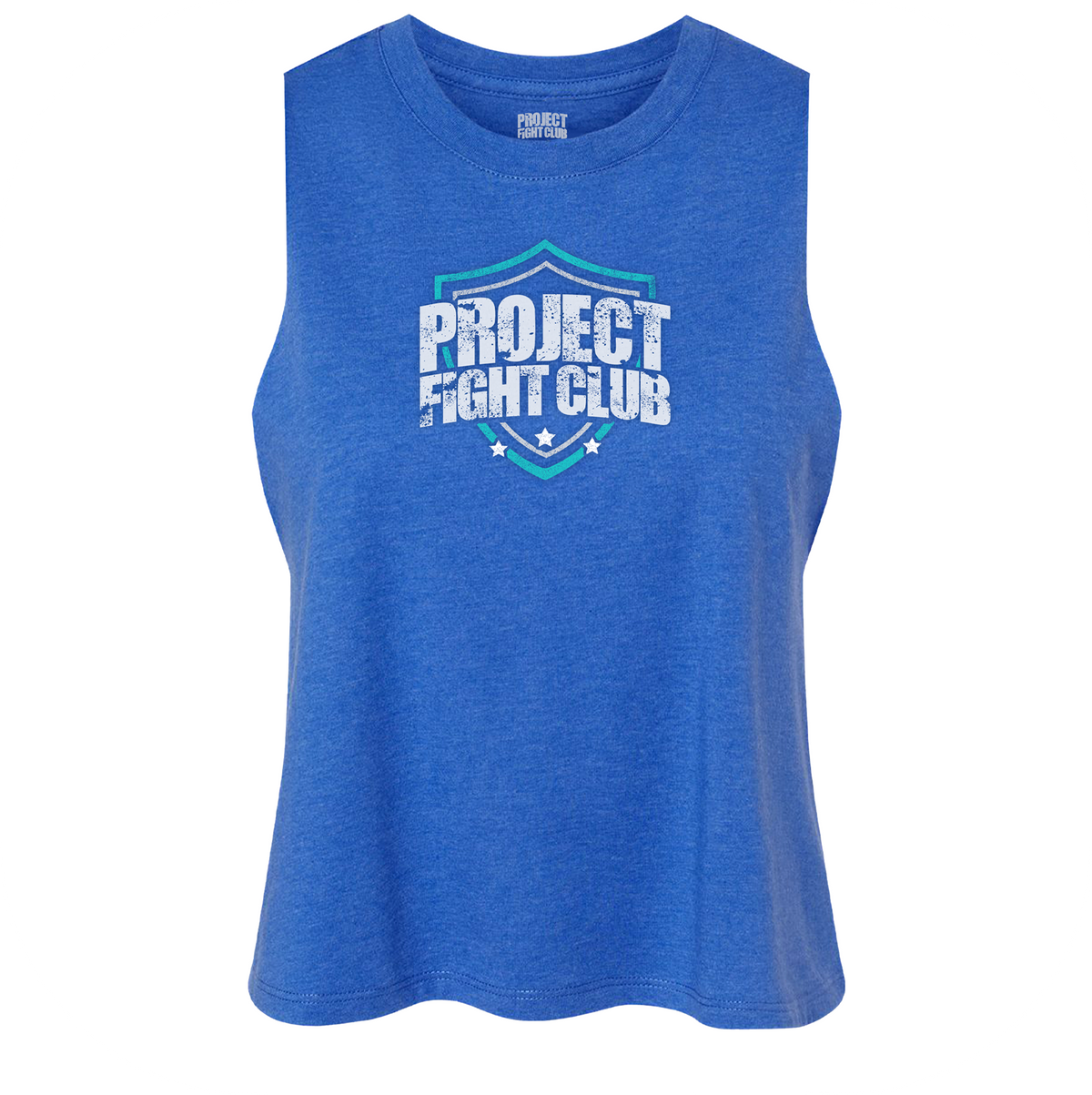 WOMENS BLUE CROPPED RACERBACK TANK - FIGHT ADDICTION