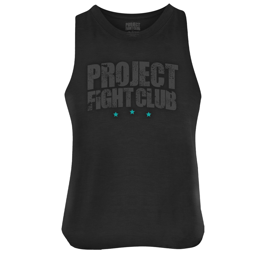 WOMENS BLACK CROPPED RACERBACK TANK - FIGHT ADDICTION