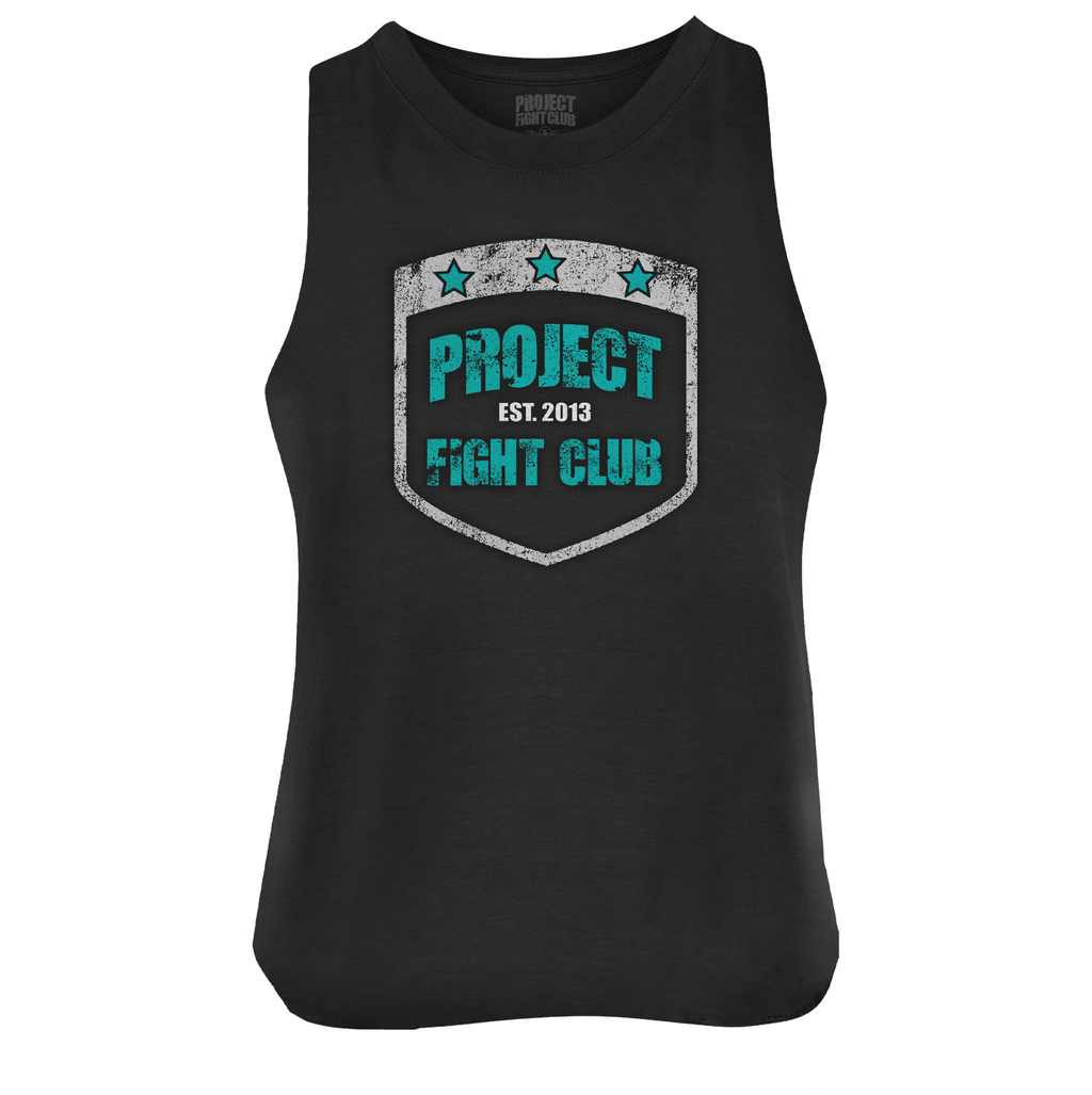 WOMENS BLACK CROPPED RACERBACK TANK #2 - FIGHT ADDICTION