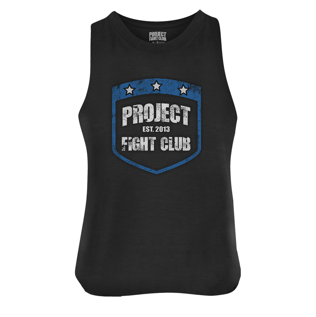 WOMENS SOLID BLACK RACERBACK CROPPED TANK #3 - SUPPORT POLICE
