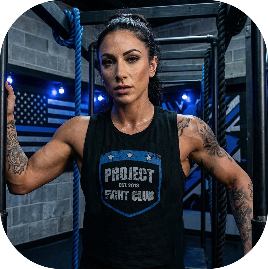 WOMENS SOLID BLACK RACERBACK CROPPED TANK #3 - SUPPORT POLICE