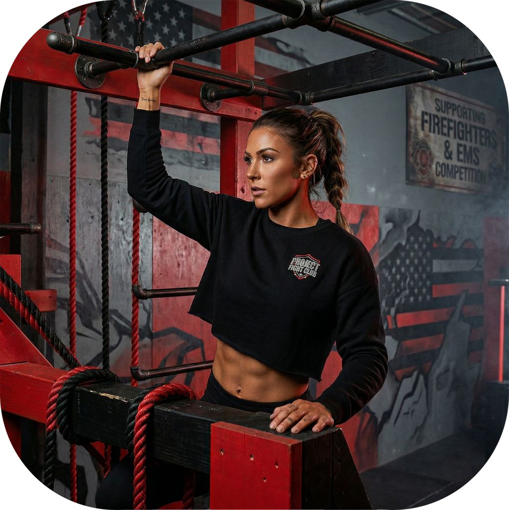 BLACK CROPPED SWEATSHIRT - HONOR FIREFIGHTERS & EMTs