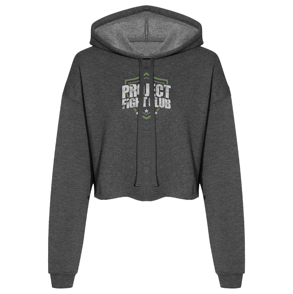 WOMENS DARK GREY CROP HOODIE - HONOR SOLDIERS & VETERANS