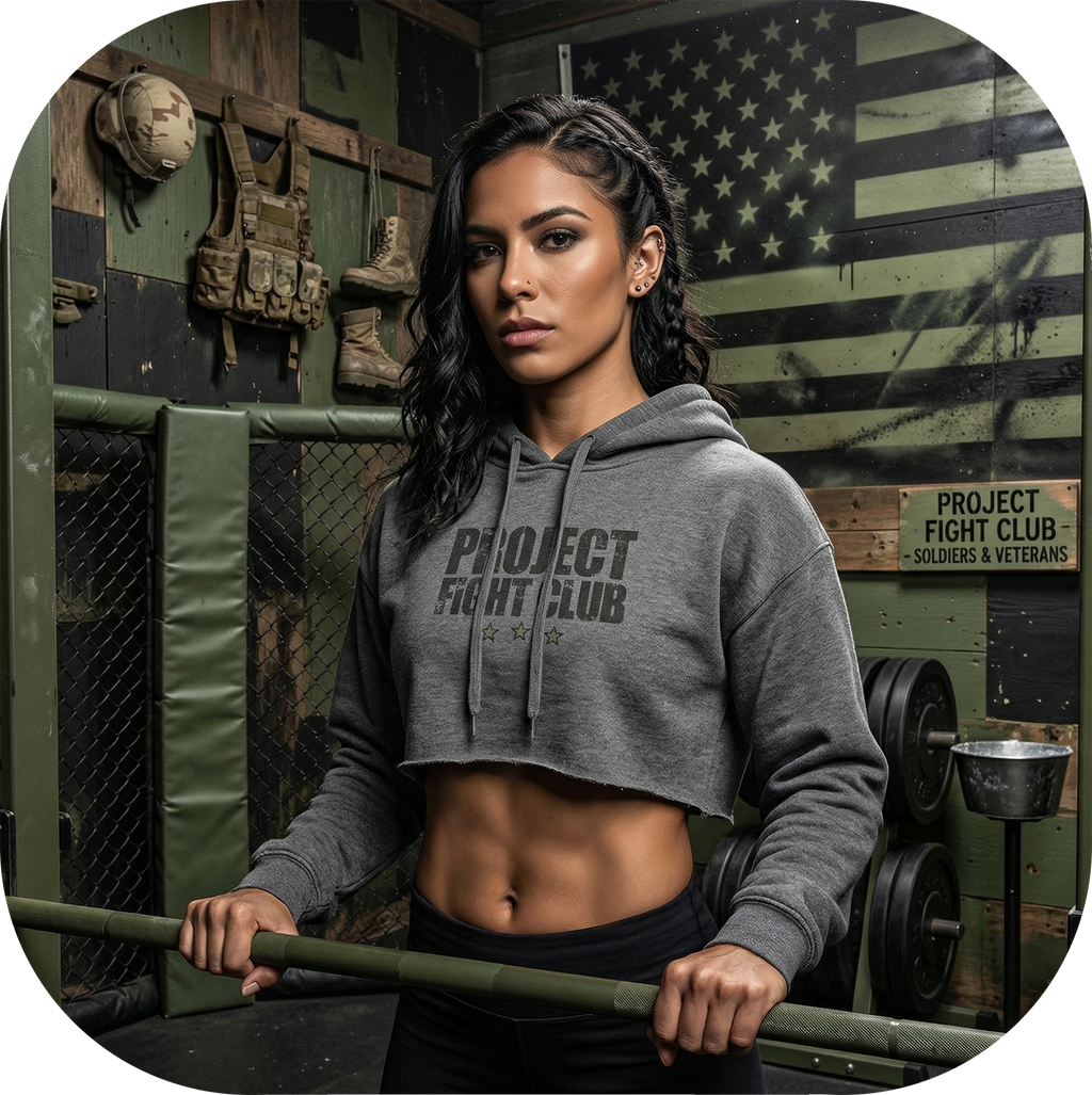 WOMENS GREY CROP HOODIE - HONOR SOLDIERS & VETERANS