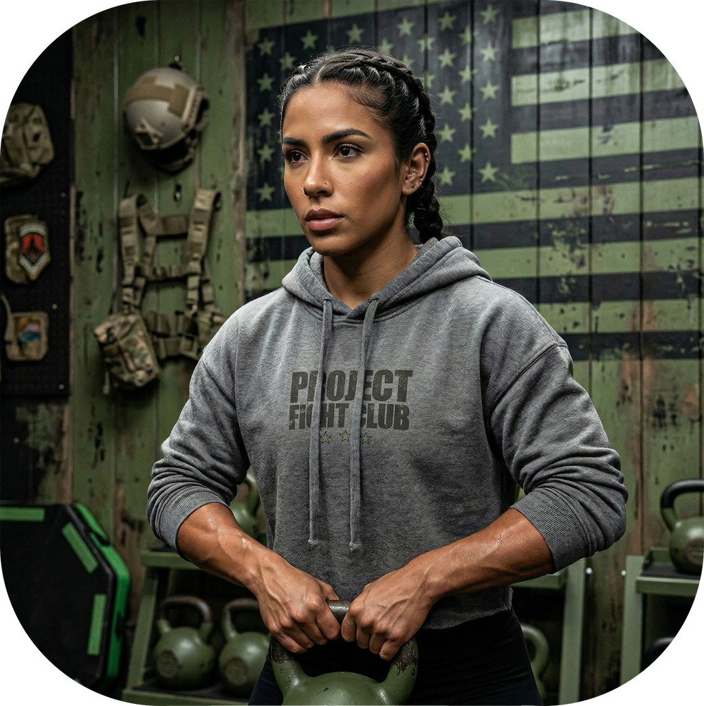 WOMENS GREY CROP HOODIE - HONOR SOLDIERS & VETERANS