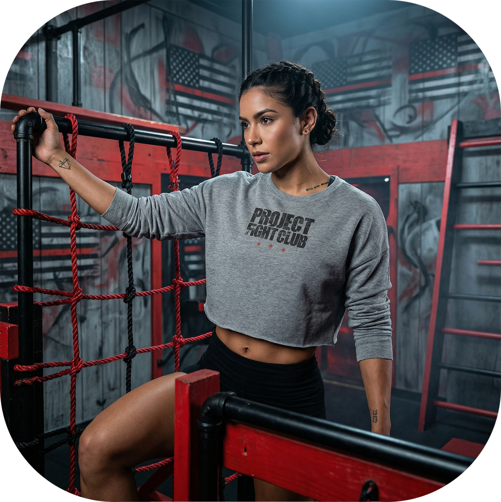 GREY CROPPED SWEATSHIRT - HONOR FIREFIGHTERS & EMTs