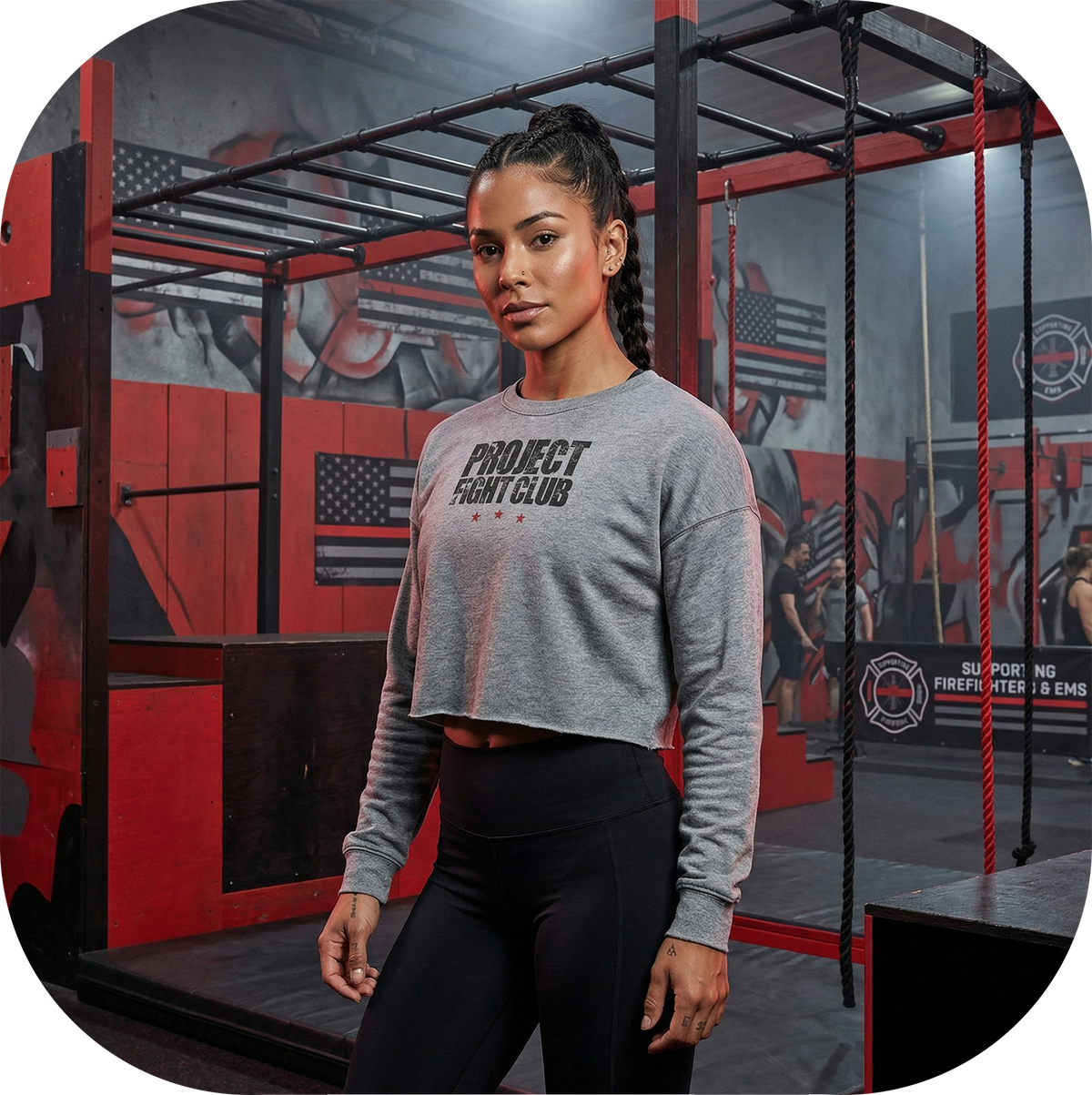 GREY CROPPED SWEATSHIRT - HONOR FIREFIGHTERS & EMTs