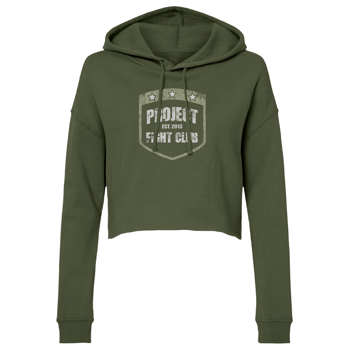WOMENS MILITARY GREEN CROP HOODIE 2 - HONOR SOLDIERS & VETERANS