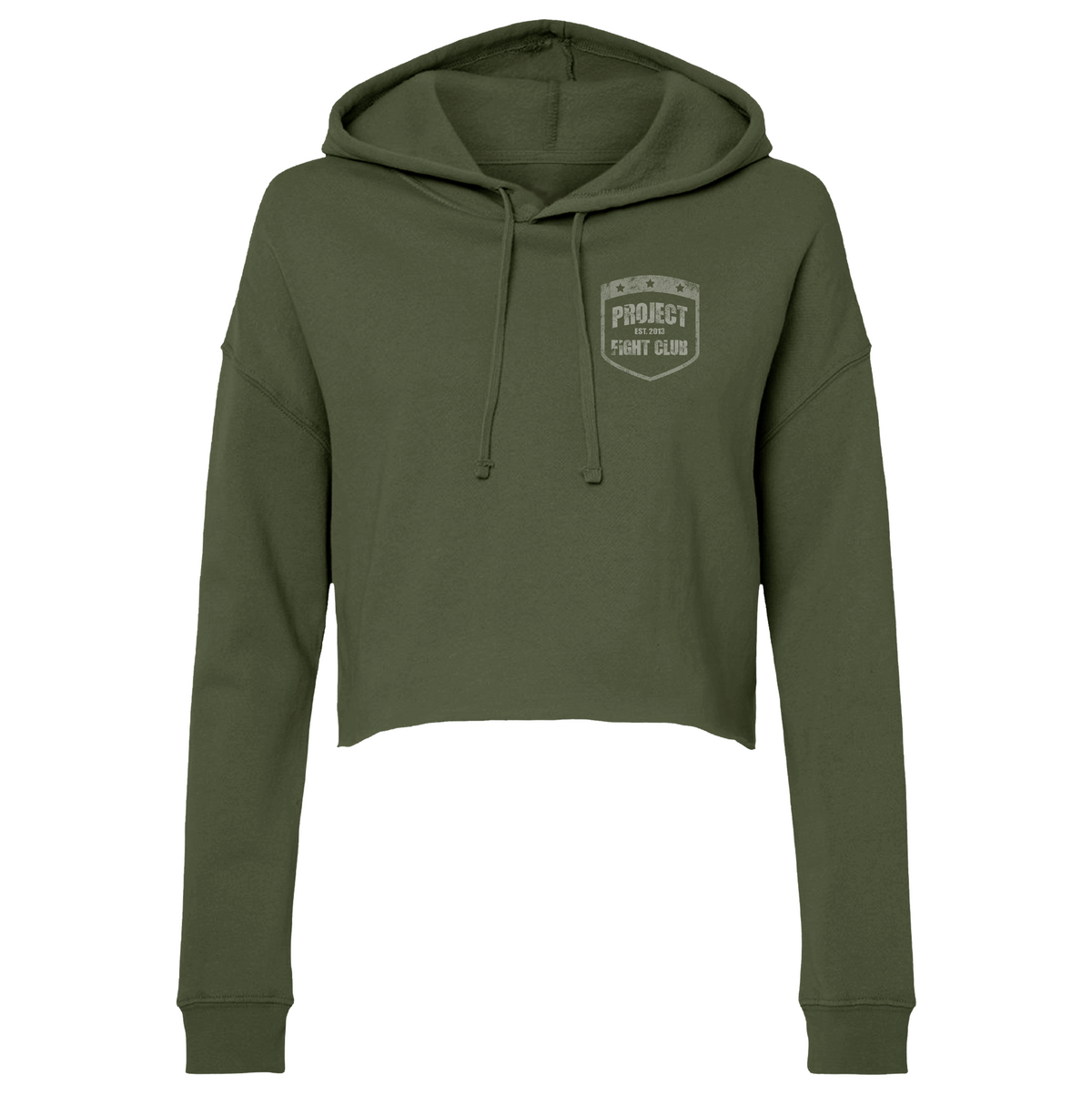 WOMENS MILITARY GREEN CROP HOODIE - HONOR SOLDIERS & VETERANS