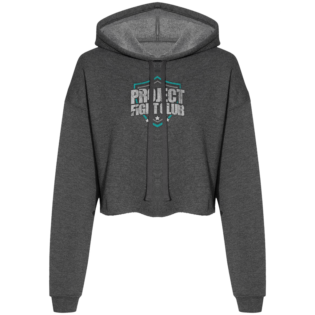WOMENS DARK GREY CROPPED HOODIE - FIGHT ADDICTION