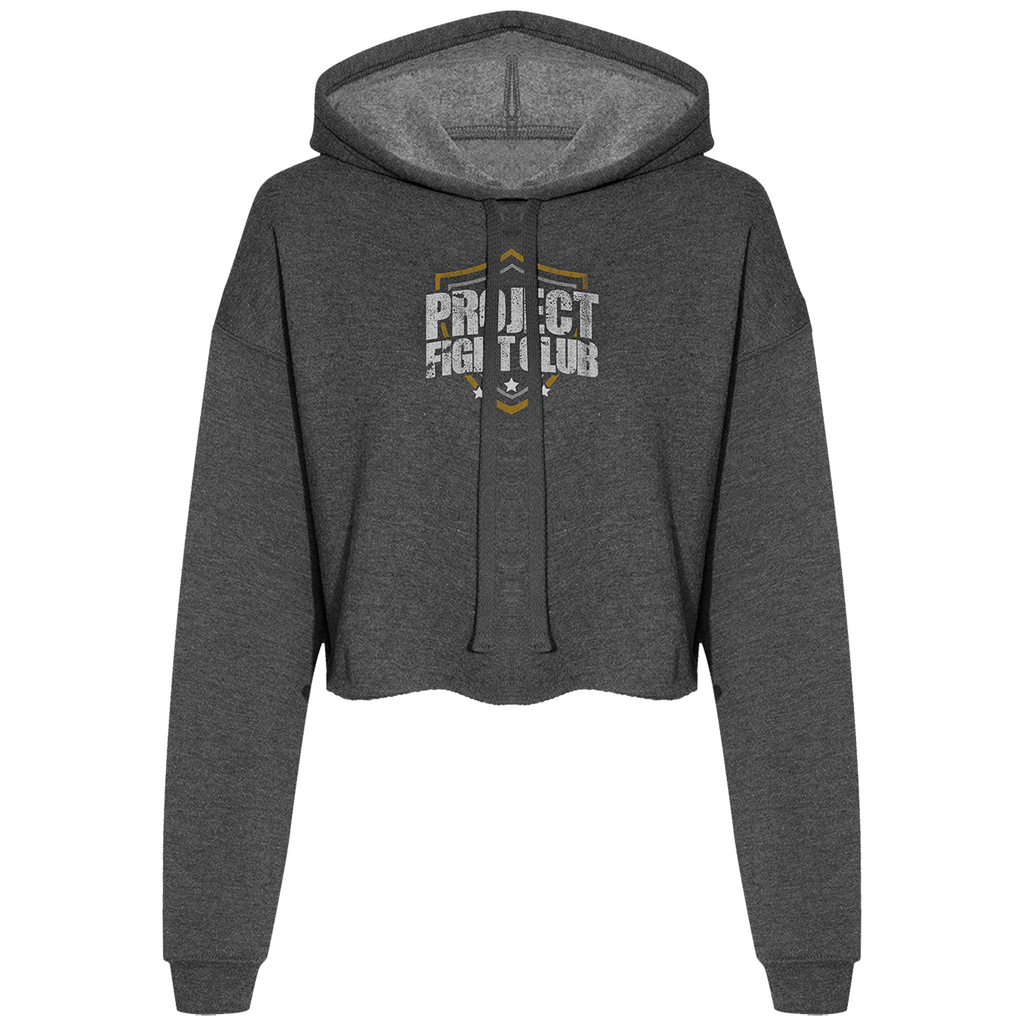 WOMENS DARK GREY CROPPED HOODIE - PROTECT ANIMALS & WILDLIFE