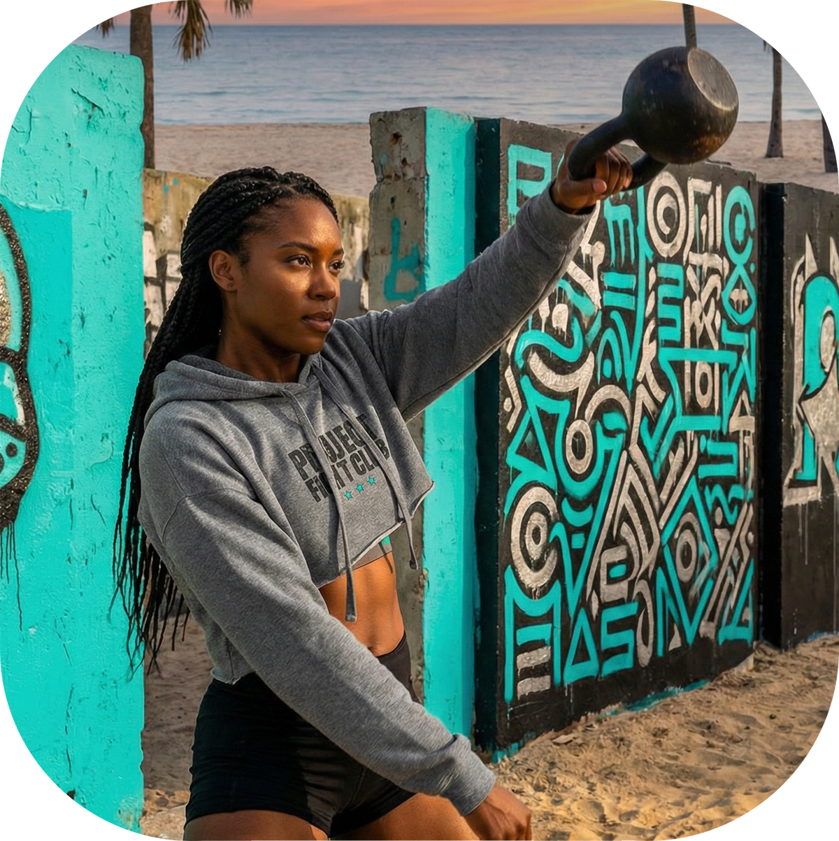WOMENS DEEP HEATHER CROPPED HOODIE - FIGHT ADDICTION