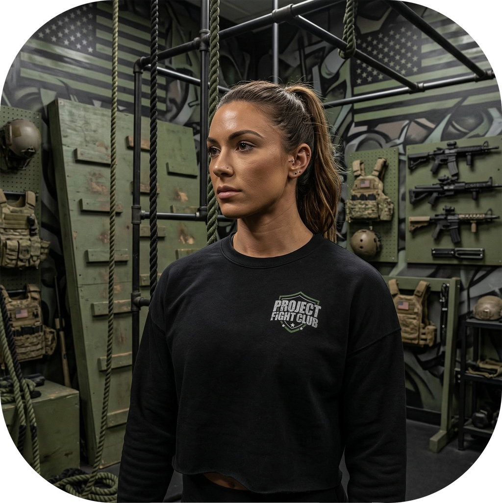 WOMENS BLACK CROPPED FLEECE - HONOR SOLDIERS & VETERANS