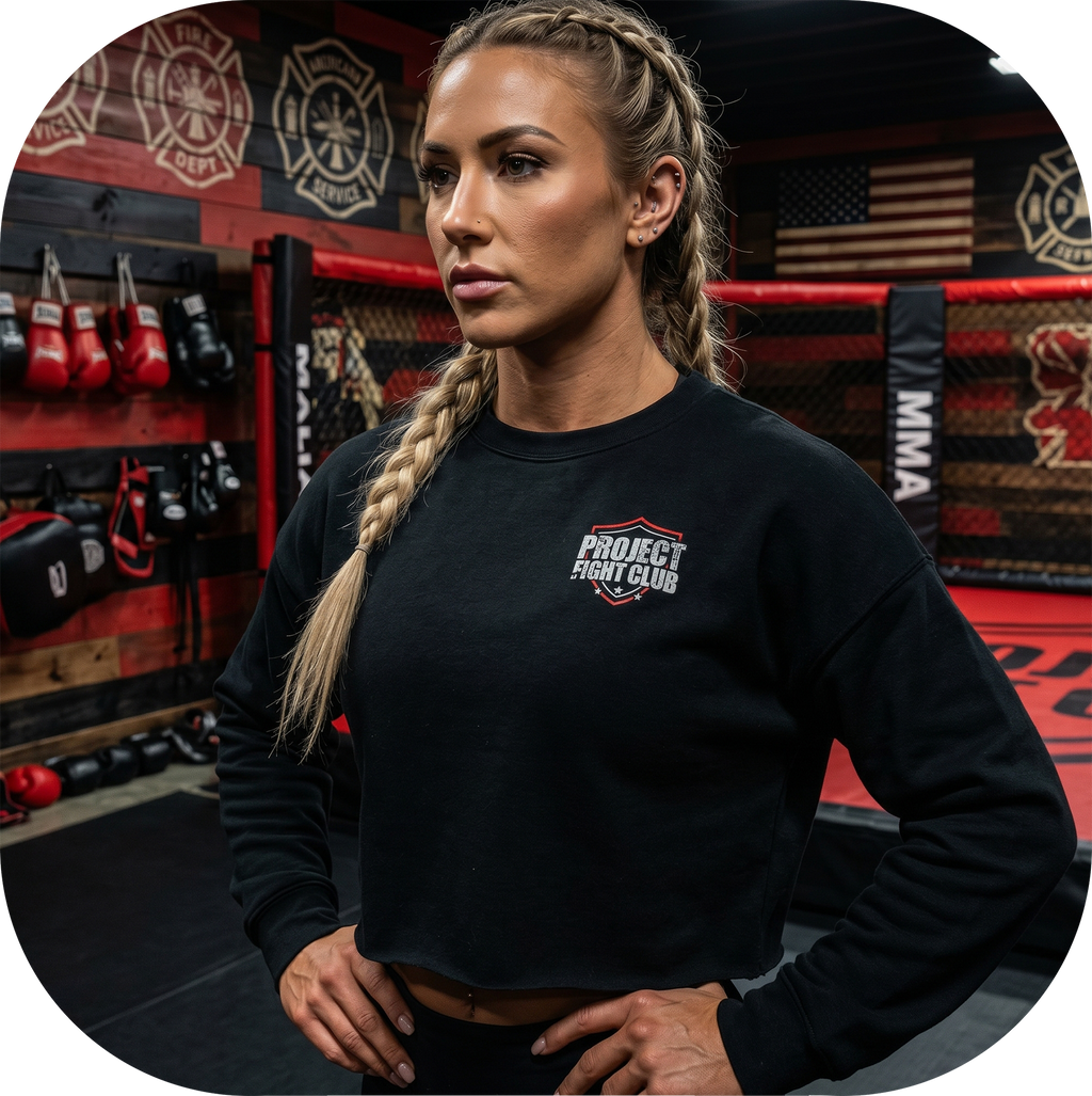 BLACK CROPPED SWEATSHIRT - HONOR FIREFIGHTERS & EMTs