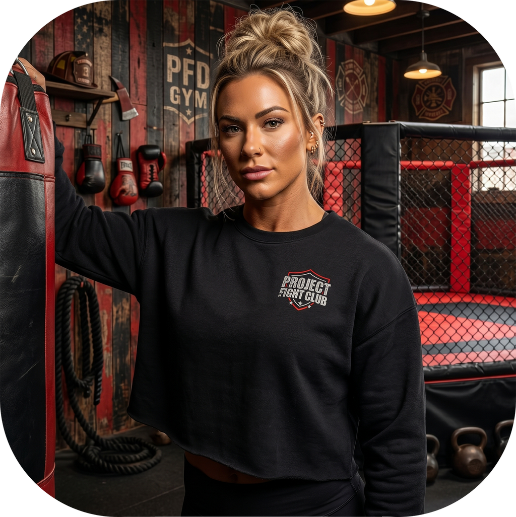 BLACK CROPPED SWEATSHIRT - HONOR FIREFIGHTERS & EMTs