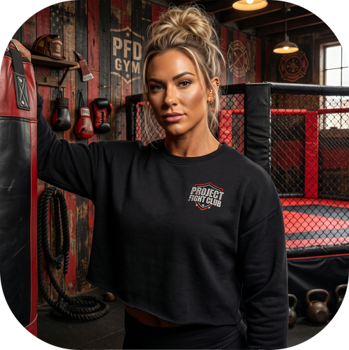 BLACK CROPPED SWEATSHIRT - HONOR FIREFIGHTERS & EMTs