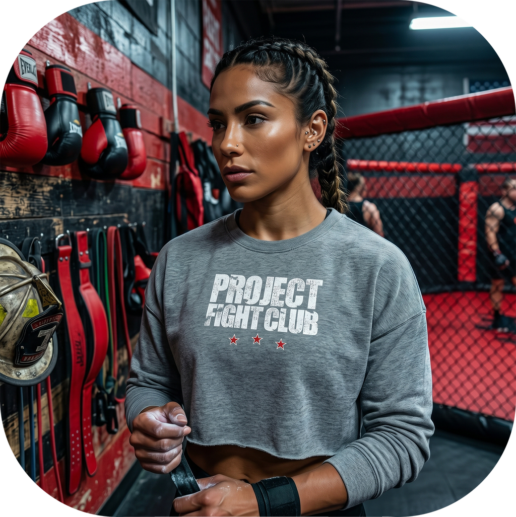 WOMENS GREY CROPPED SWEATSHIRT 2 - HONOR FIREFIGHTERS & EMTs