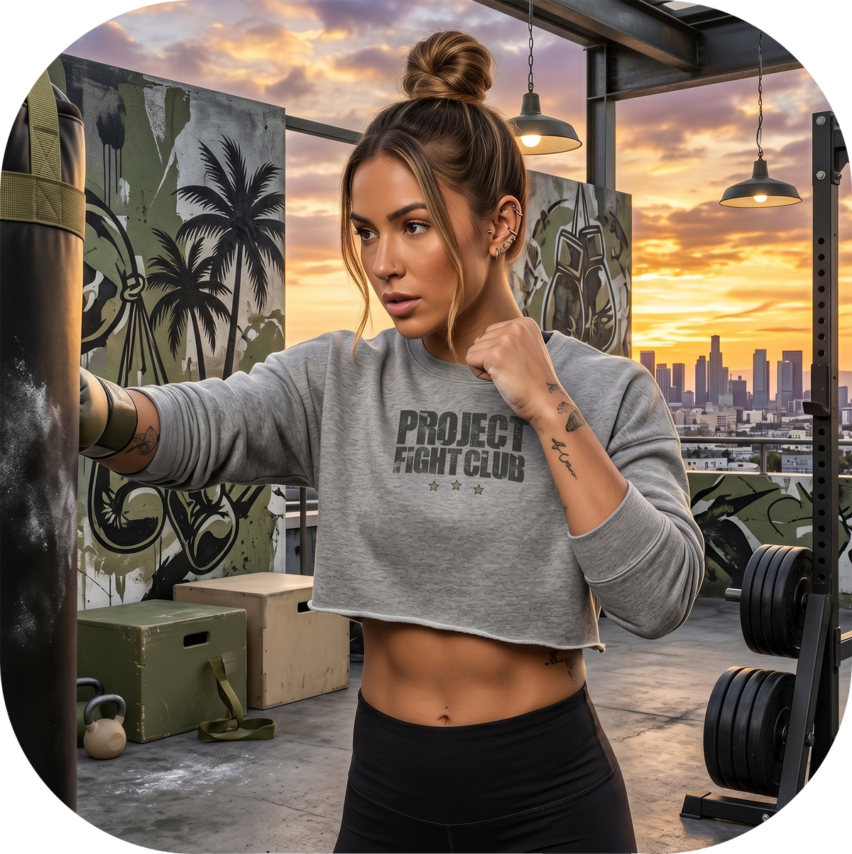 WOMENS GREY CROP FLEECE - HONOR SOLDIERS & VETERANS