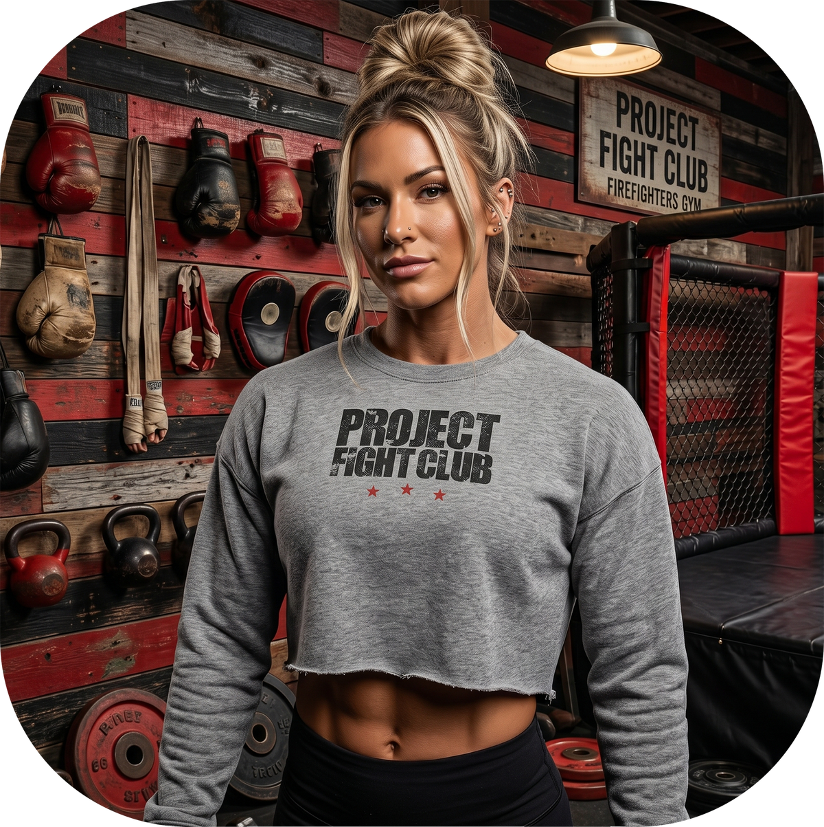 GREY CROPPED SWEATSHIRT - HONOR FIREFIGHTERS & EMTs