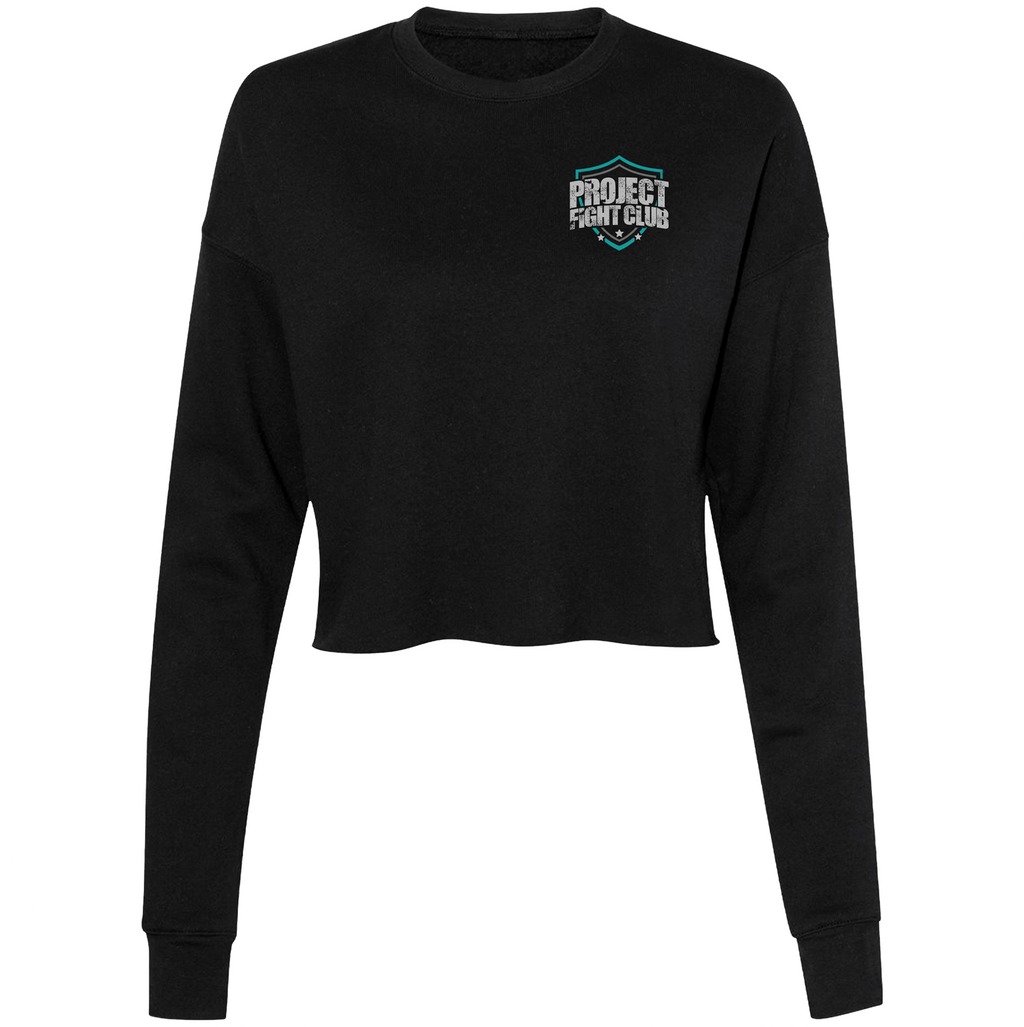 WOMENS BLACK CROPPED FLEECE - FIGHT ADDICTION