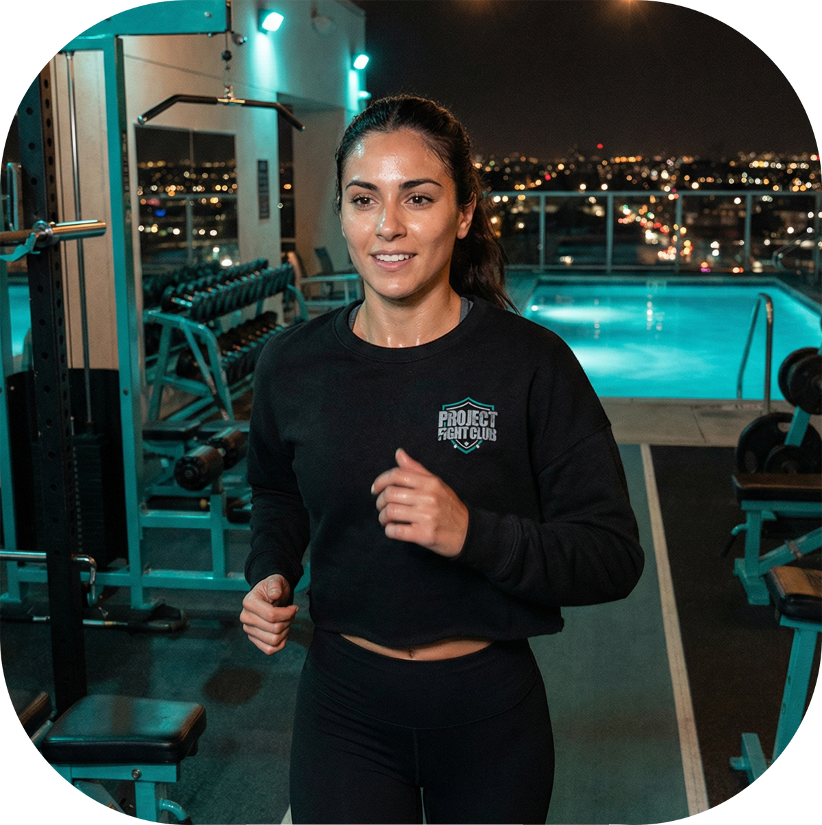 WOMENS BLACK CROPPED FLEECE - FIGHT ADDICTION