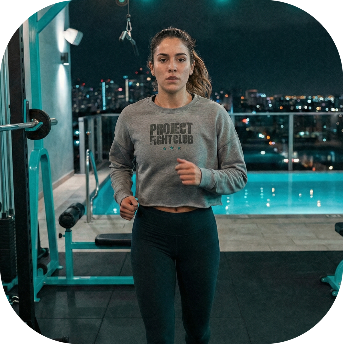 WOMENS GREY CROPPED FLEECE - FIGHT ADDICTION