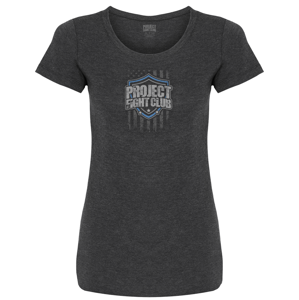 WOMENS DARK GREY T-SHIRT - SUPPORT POLICE