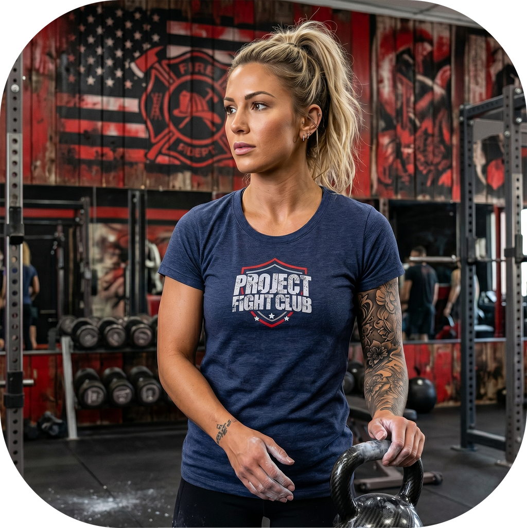 WOMENS NAVY T-SHIRT - HONOR FIREFIGHTERS & EMTs