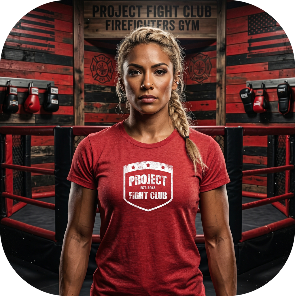 WOMENS RED T-SHIRT - HONOR FIREFIGHTERS & EMTs