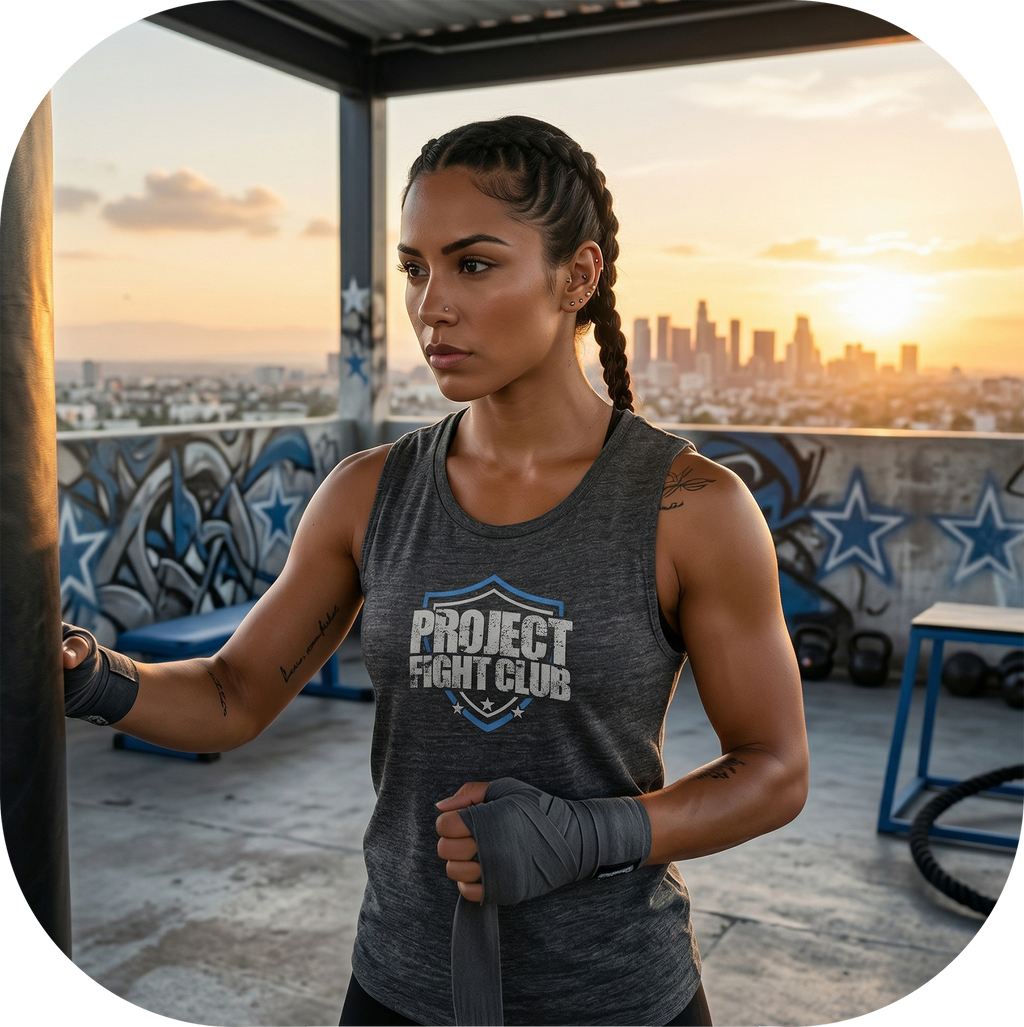 WOMENS DARK GREY MUSCLE TANK 2 - SUPPORT POLICE