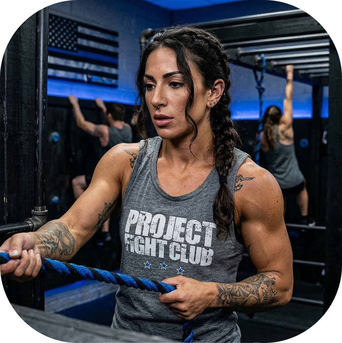 WOMENS DARK GREY MUSCLE TANK 3 - SUPPORT POLICE