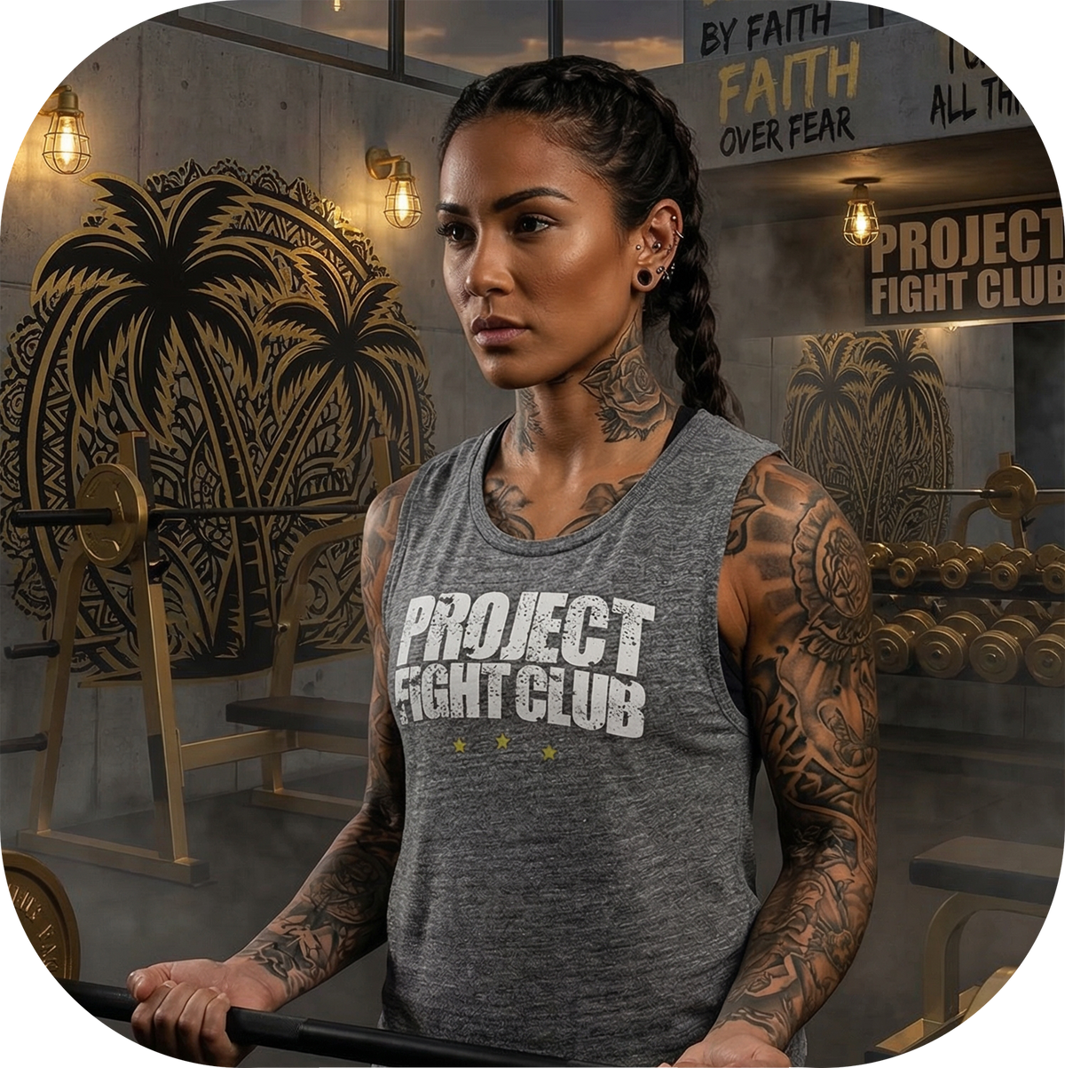 WOMENS ASPHALT MUSCLE TANK - SPREAD CHRISTIANITY
