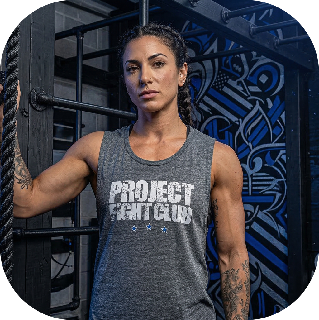 WOMENS DARK GREY MUSCLE TANK 3 - SUPPORT POLICE