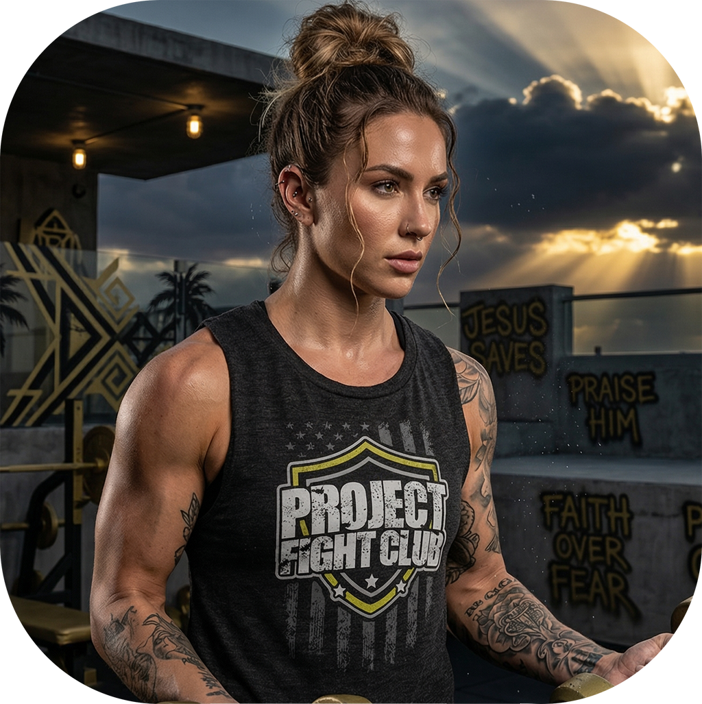 WOMENS BLACK MUSCLE TANK - SPREAD CHRISTIANITY