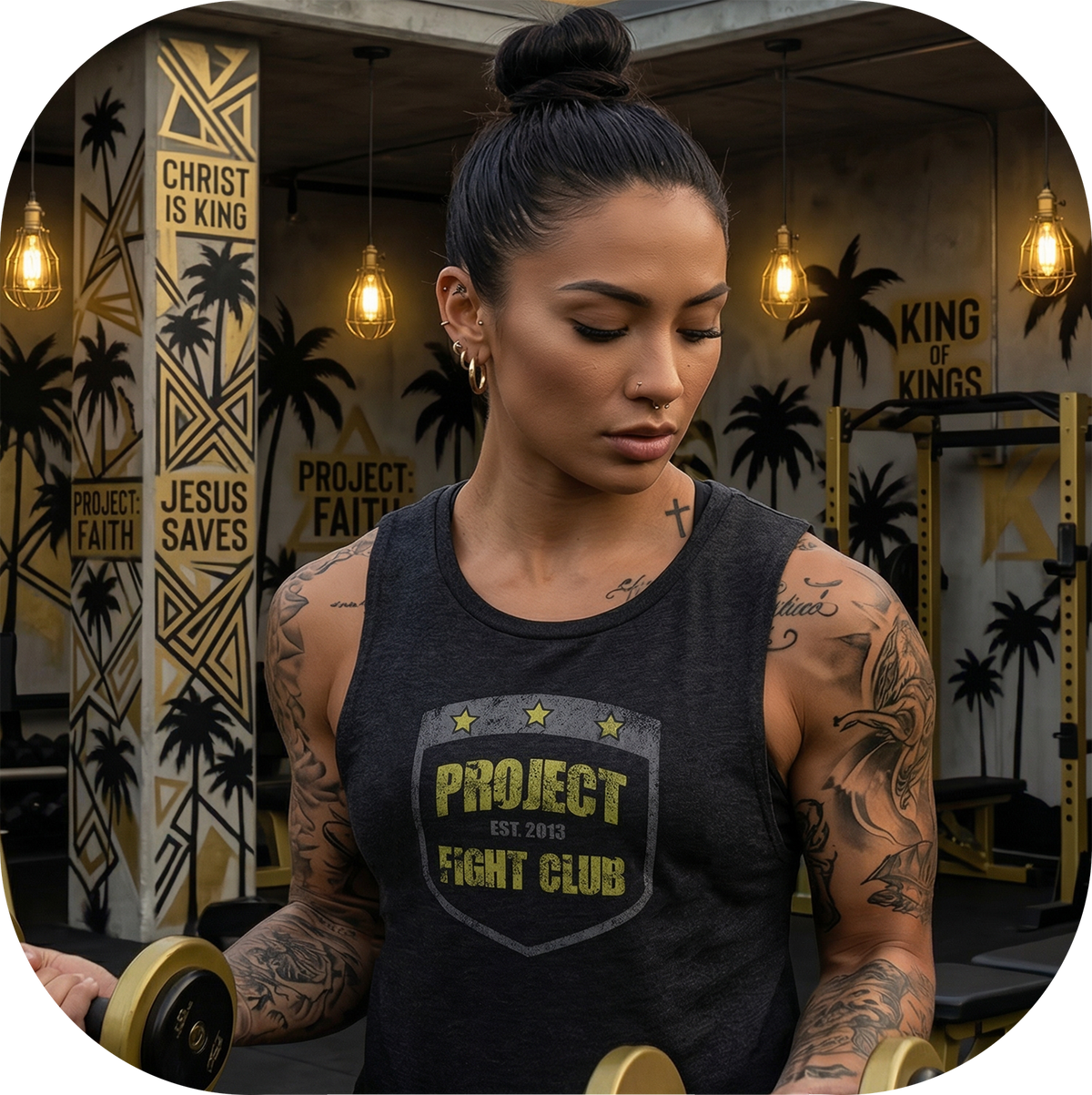 WOMENS BLACK MUSCLE TANK #2 - SPREAD CHRISTIANITY