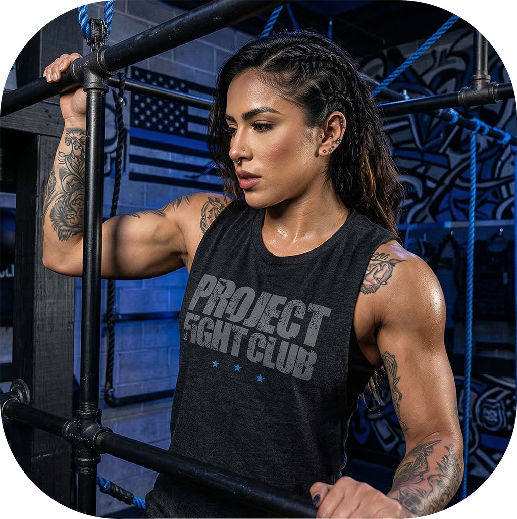 WOMENS BLACK MUSCLE TANK #2 - SUPPORT POLICE