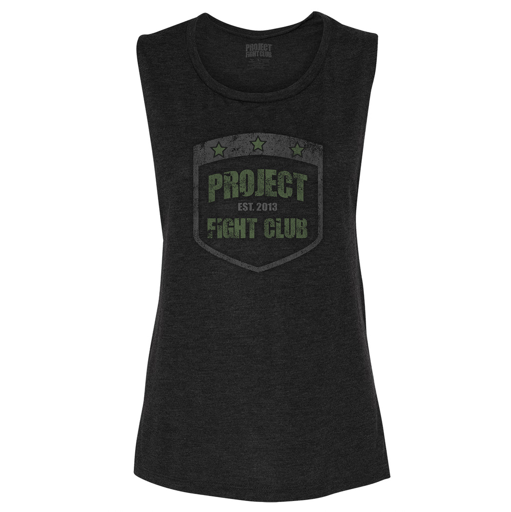 WOMENS BLACK MUSCLE TANK 2 - HONOR SOLDIERS & VETERANS