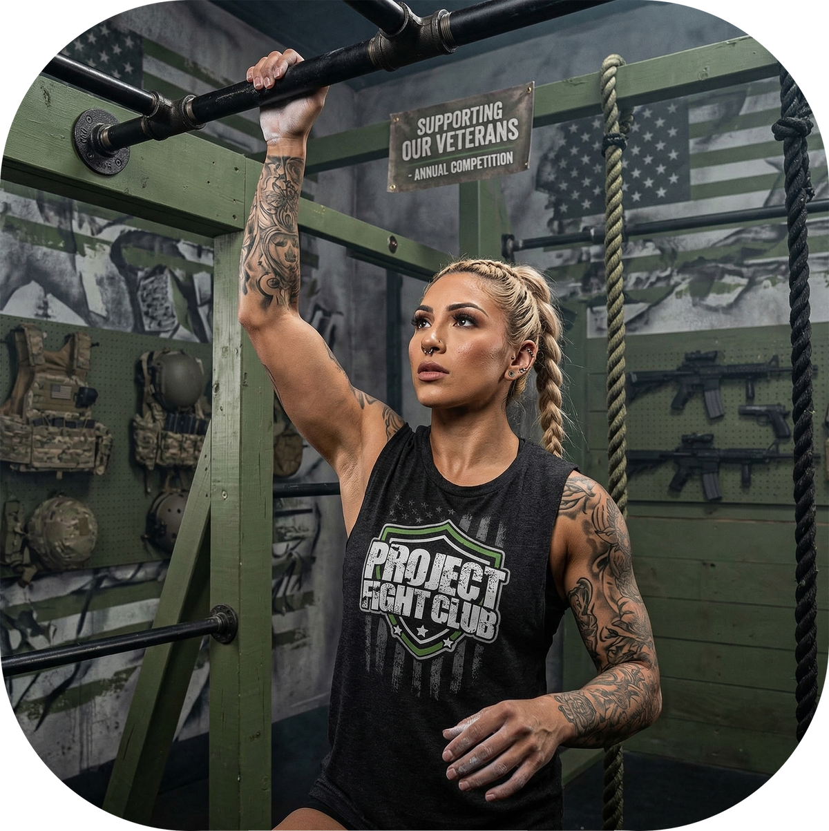 WOMENS BLACK MUSCLE TANK - HONOR SOLDIERS & VETERANS