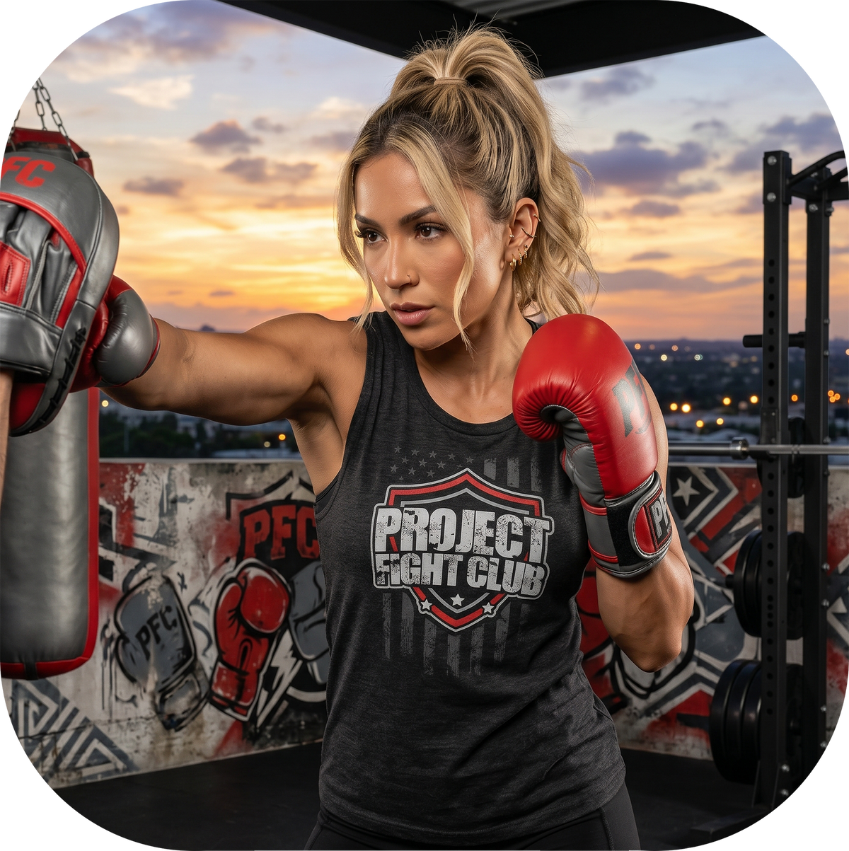 WOMENS BLACK MUSCLE TANK - HONOR FIREFIGHTERS & EMTs