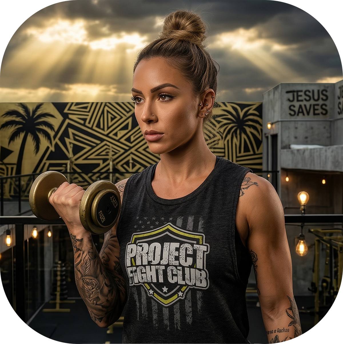 WOMENS BLACK MUSCLE TANK - SPREAD CHRISTIANITY
