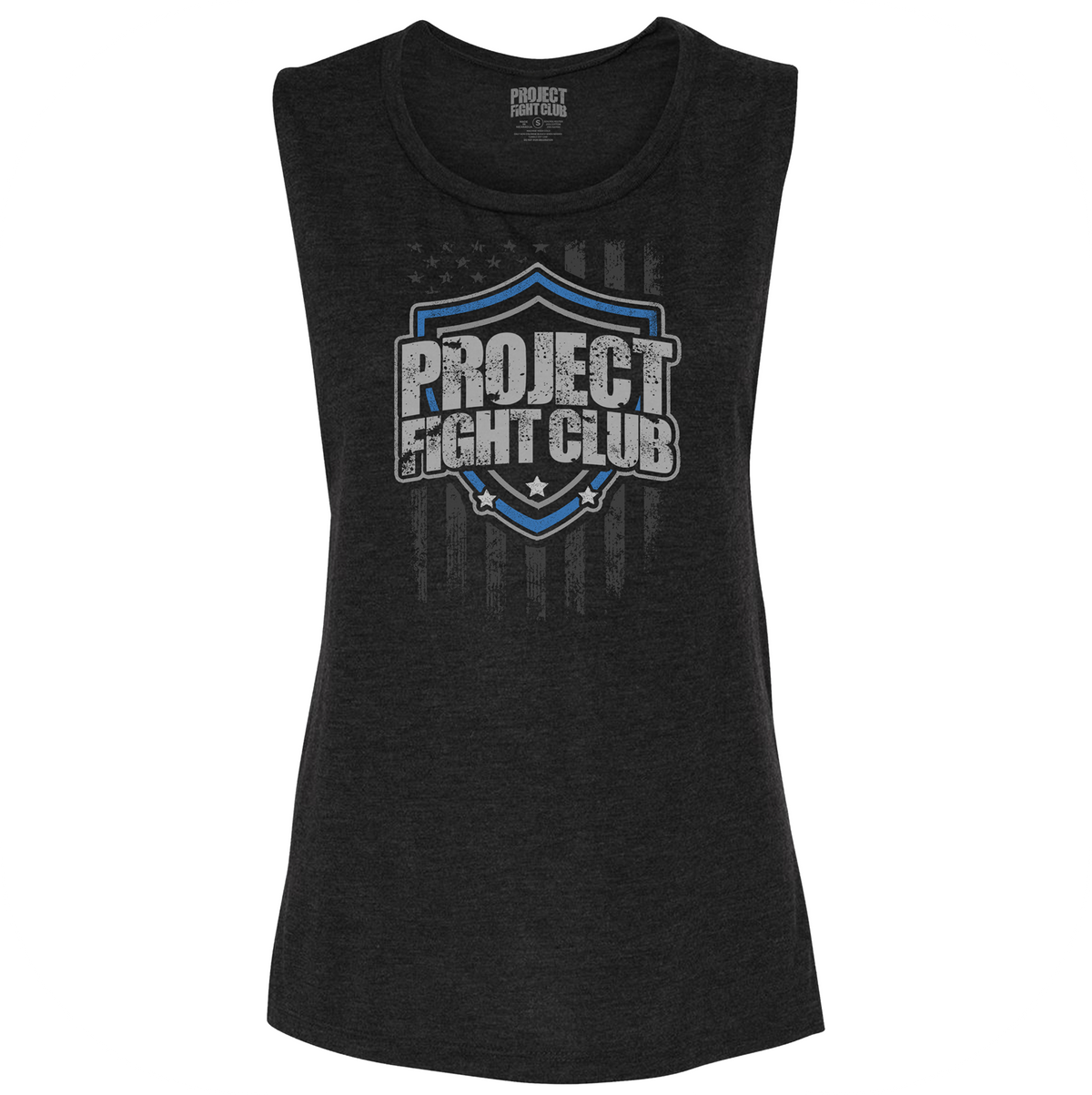 WOMENS BLACK MUSCLE TANK - SUPPORT POLICE