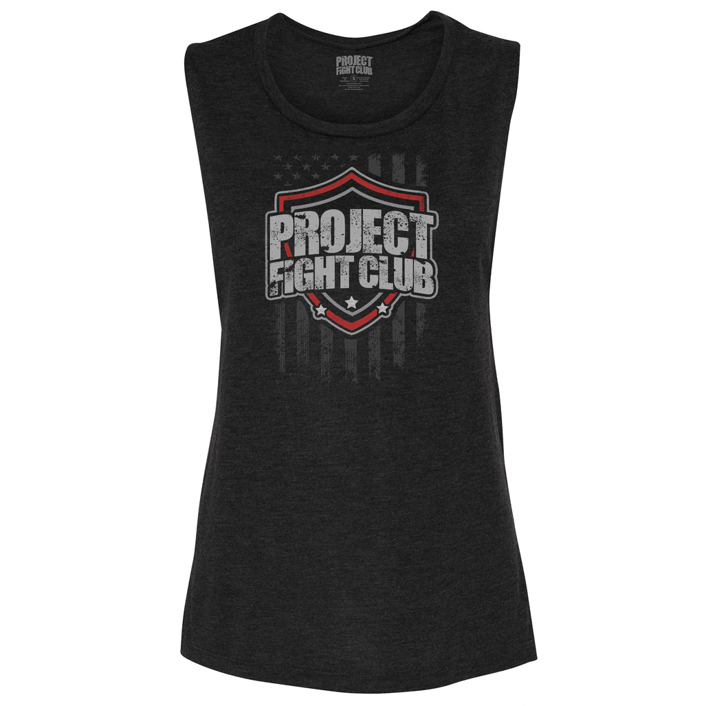 WOMENS BLACK MUSCLE TANK - HONOR FIREFIGHTERS & EMTs