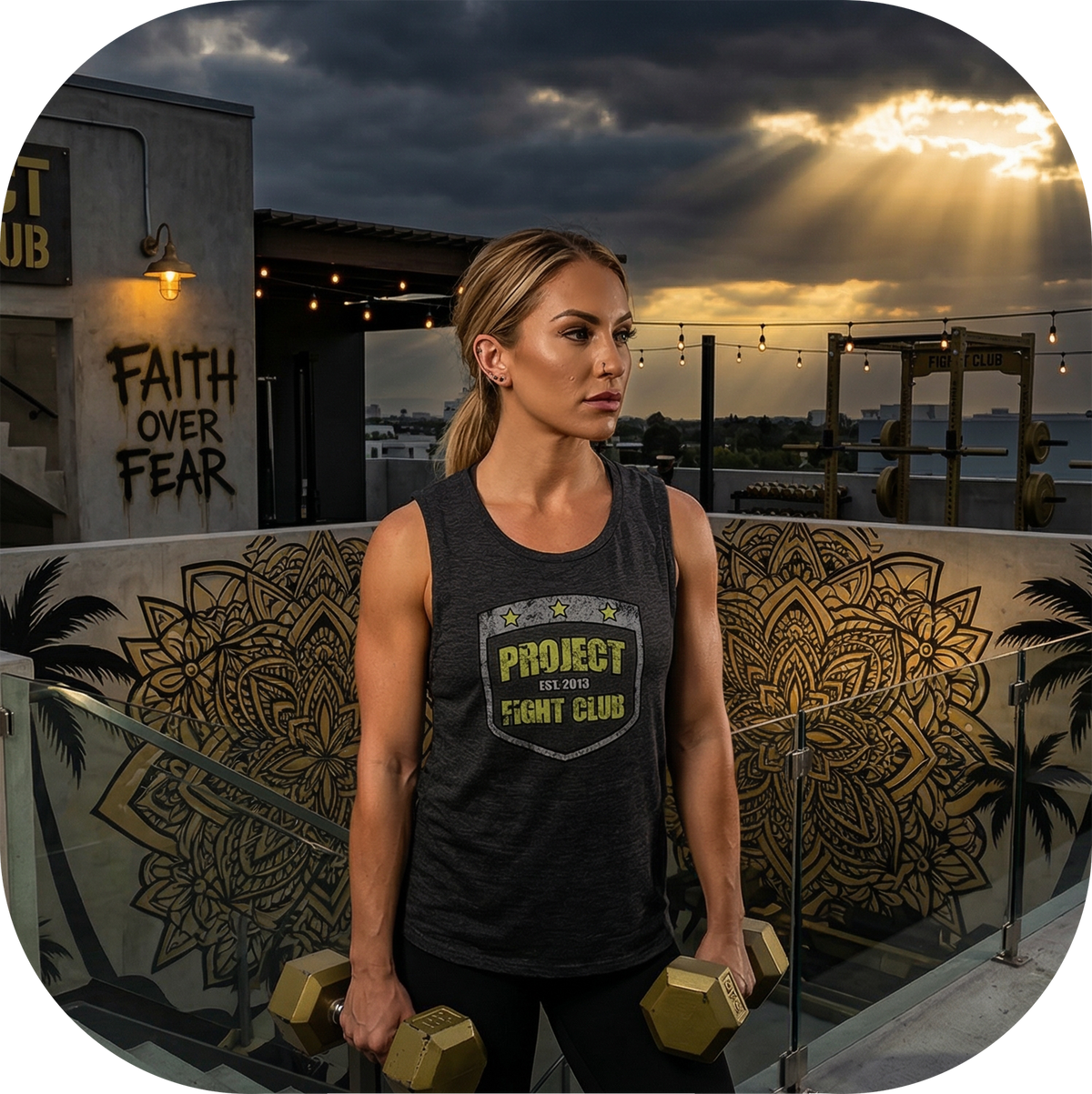 WOMENS CHARCOAL BLACK MUSCLE TANK - SPREAD CHRISTIANITY