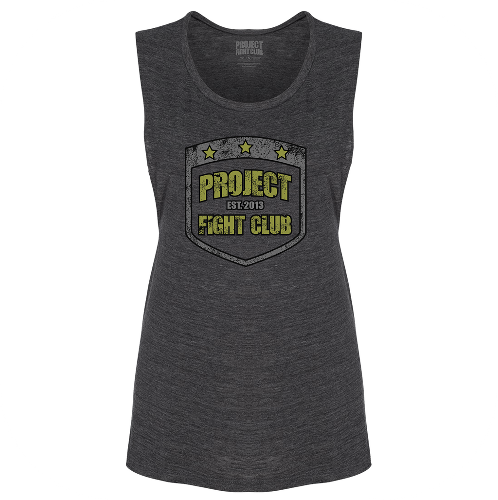 WOMENS CHARCOAL BLACK MUSCLE TANK - SPREAD CHRISTIANITY