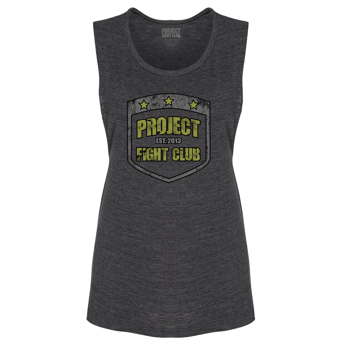 WOMENS CHARCOAL BLACK MUSCLE TANK - SPREAD CHRISTIANITY